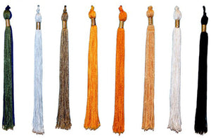 Graduation Tassels, black, blue, red, gold, white, orange.